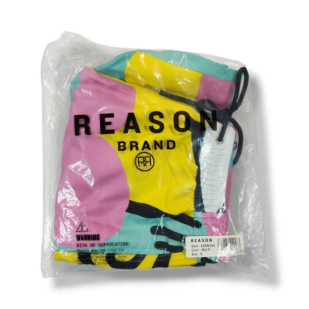 REASON BRAND All Over Print Swim Shorts‎ Multicolor AZSW-030 Men's Small